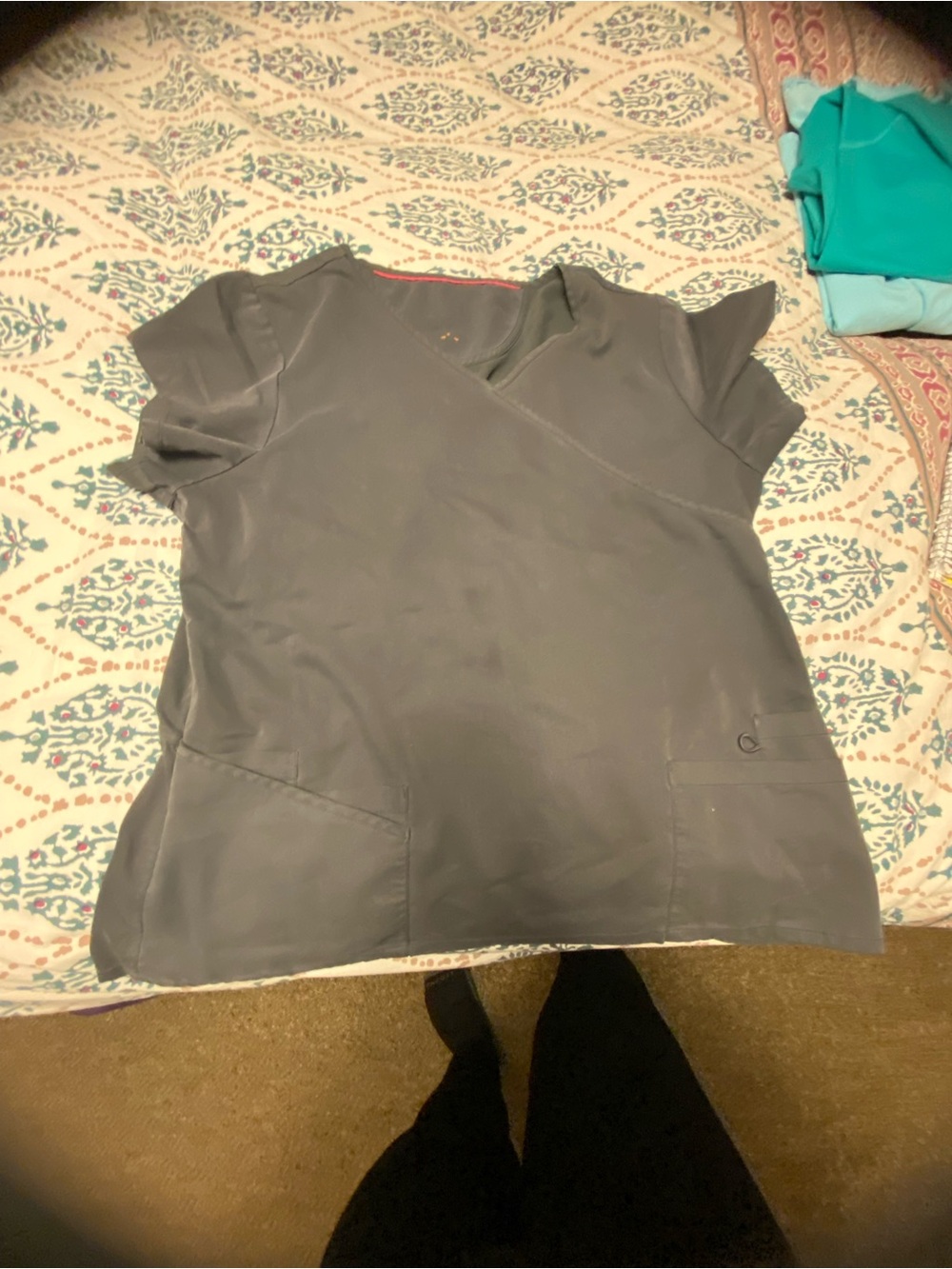 Women’s Gray Wrap V-Neck Scrub Top